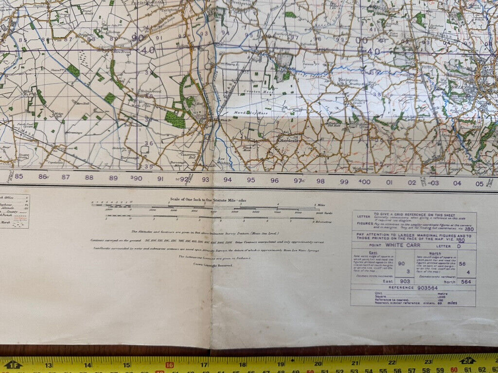 Original WW2 British Army OS Map of Great Britain - Preston Blackpool Southport - The Militaria Shop
