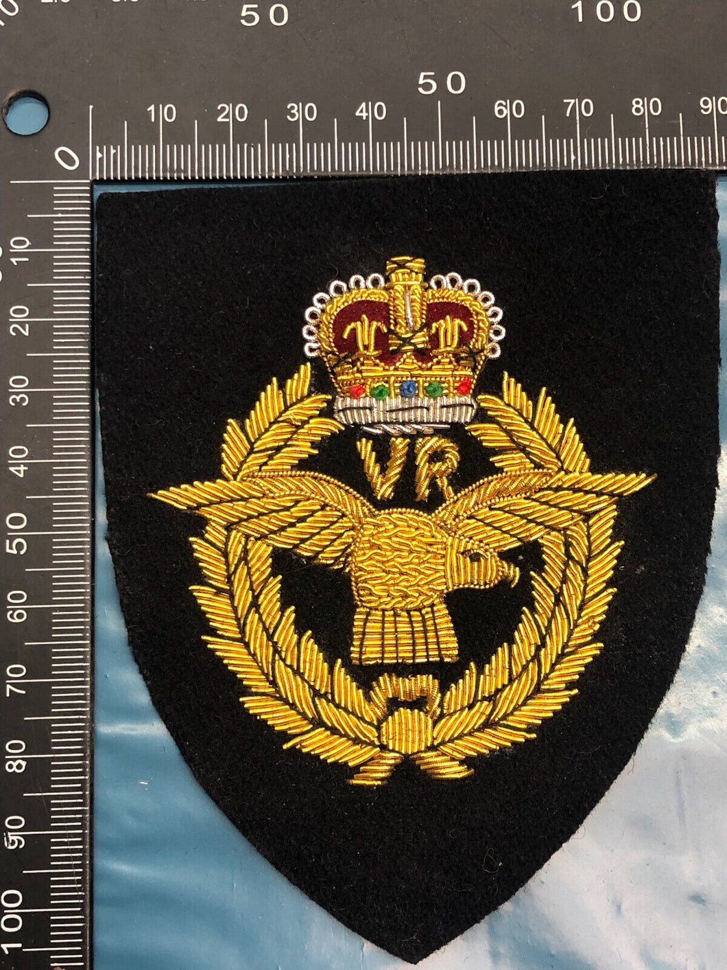 British RAF Bullion Embroidered Blazer Badge - Royal Air Force Volunteer Reserve