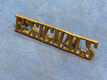 Load image into Gallery viewer, Original WW2 Brass British Army Shoulder Title Royal Signals
