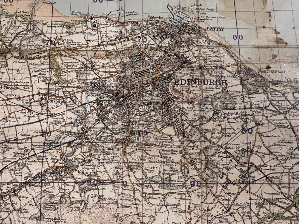 Original WW2 British Army GSGS Map of Scotland - Edinburgh - The Militaria Shop