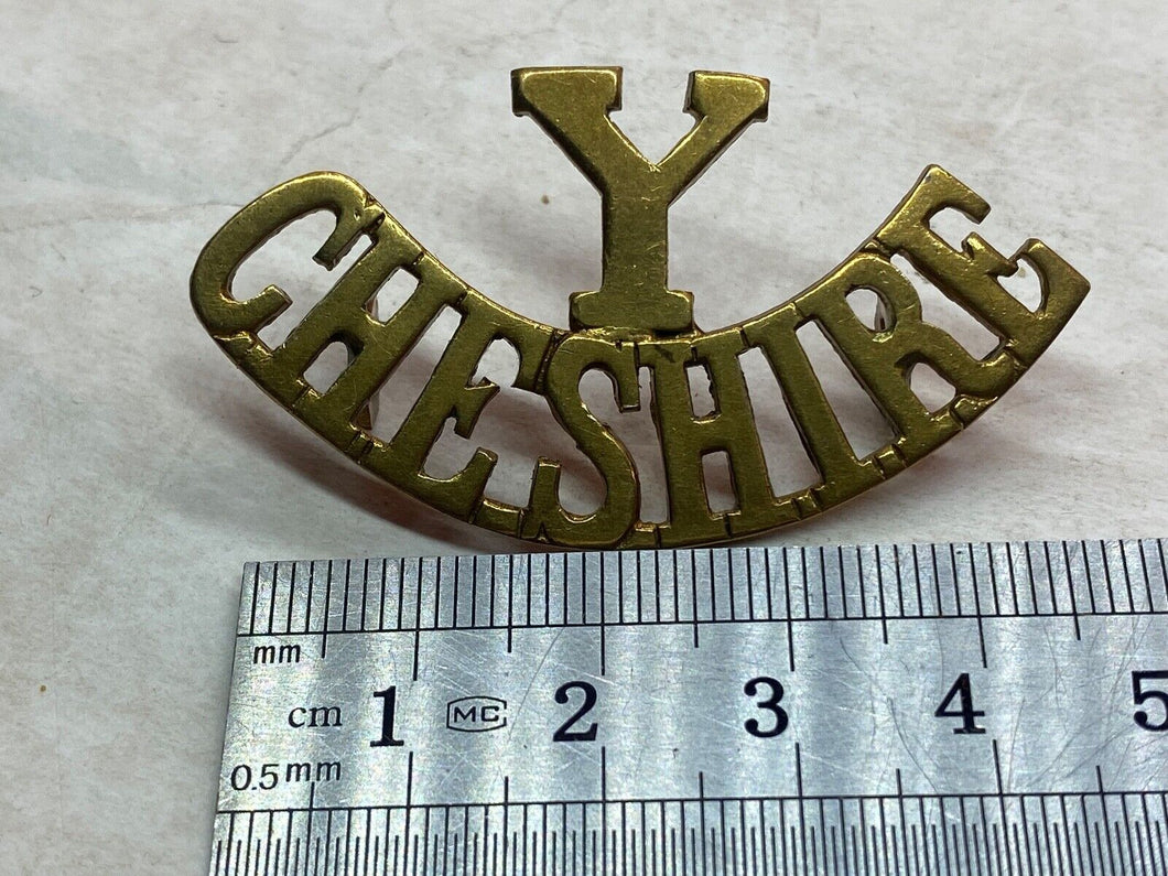 Original WW1 British Army Cheshire Yeomanry Brass Shoulder Title