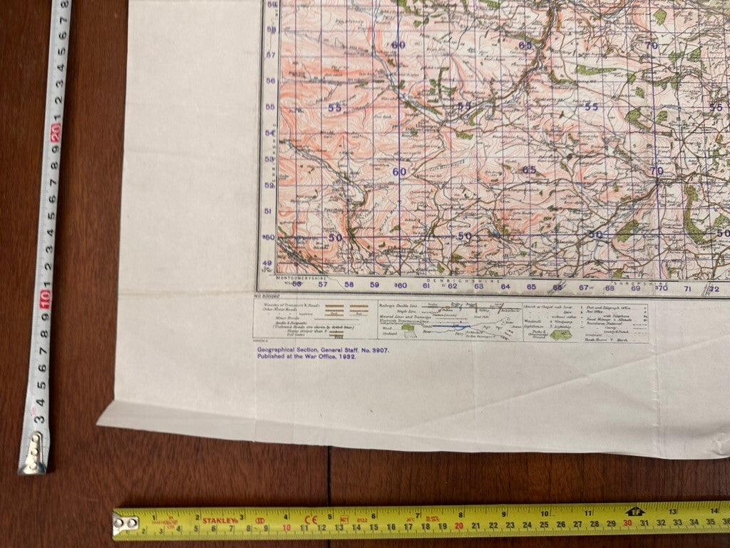 Original WW2 British Army GSGS OS Map of Great Britain - Wrexham & Oswestry - The Militaria Shop