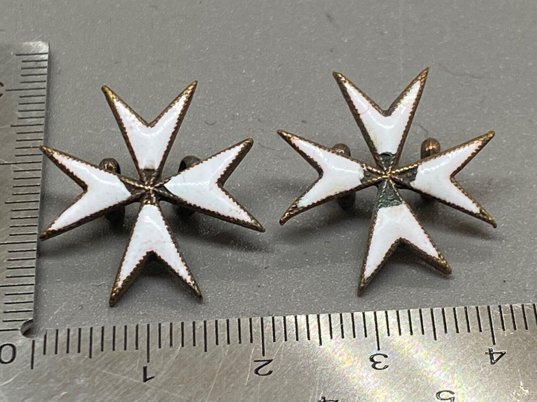 Original Knights Of Malta Enamel Collar Badges - Pair