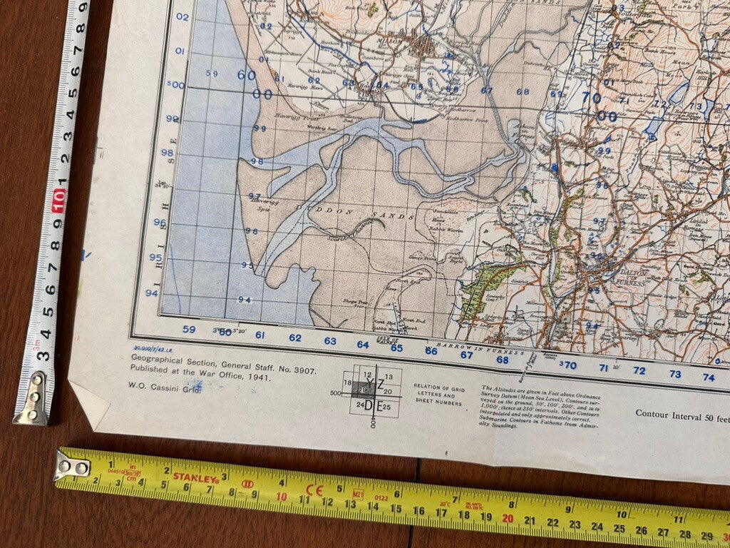 Original WW2 British Army GSGS Os Map of Great Britain - Windermere & Ulverston - The Militaria Shop