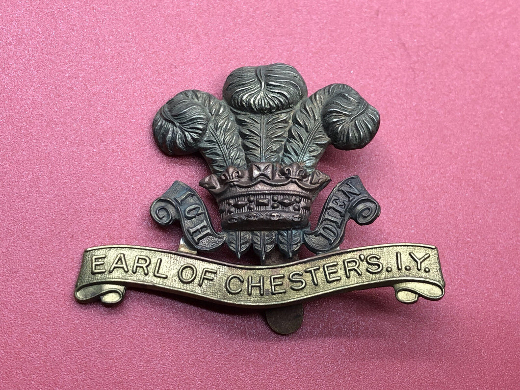 Original WW1 British Army Earl of Chester's Imperial Yeomanry Cap Badge