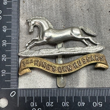 Load image into Gallery viewer, Original WW2 British Army Cap Badge - 3rd The King&#39;s Own Hussars
