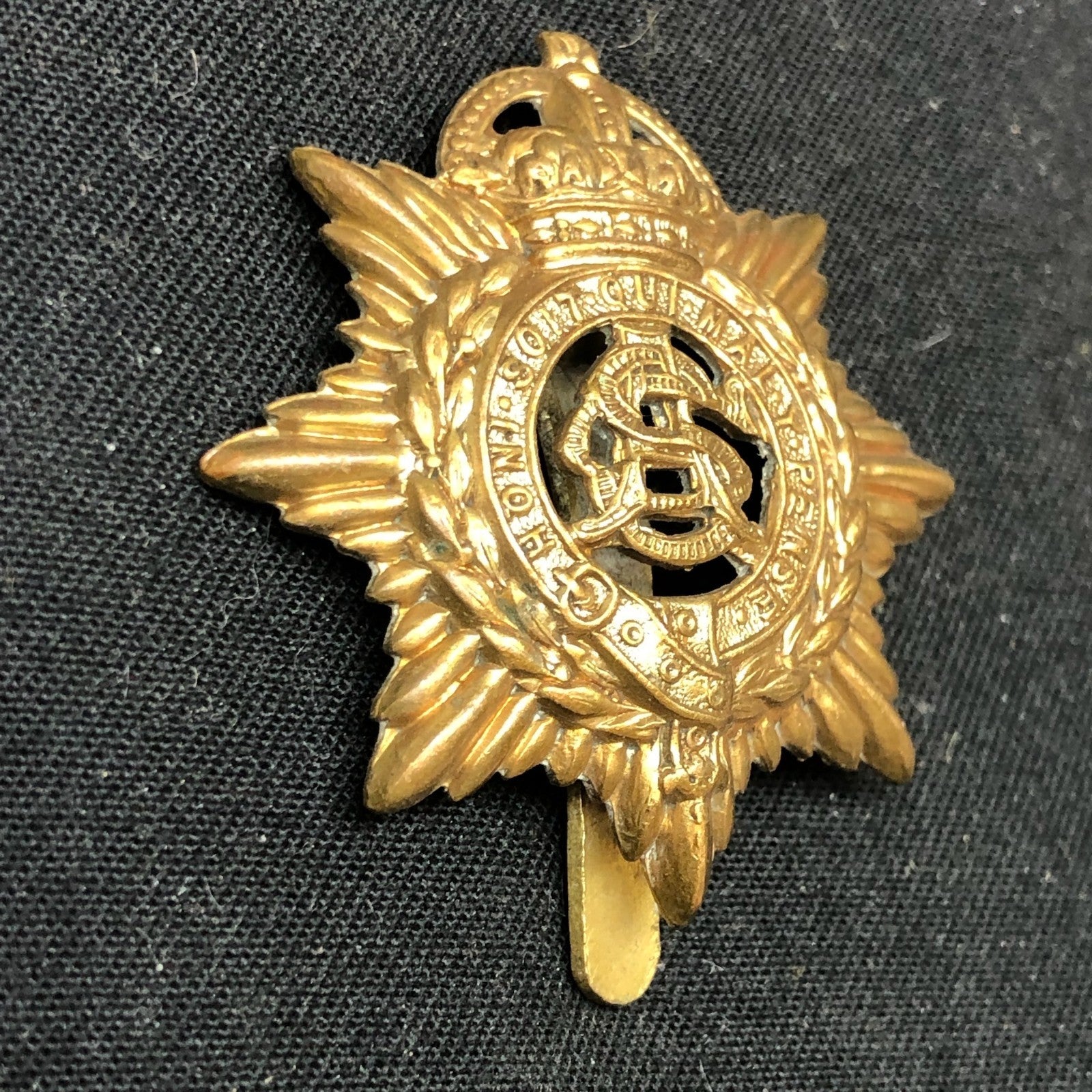 Genuine WW2 British Army Brass Cap Badge - Royal Army Service Corps - The Militaria Shop