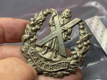 Load image into Gallery viewer, Original WW1/WW2 British Army Cameron Highlander&#39;s Cast Theatre Made Cast Badge
