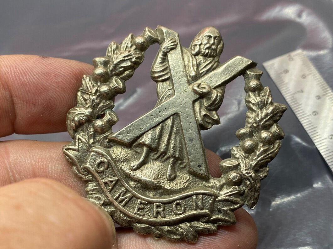 Original WW1/WW2 British Army Cameron Highlander's Cast Theatre Made Cast Badge