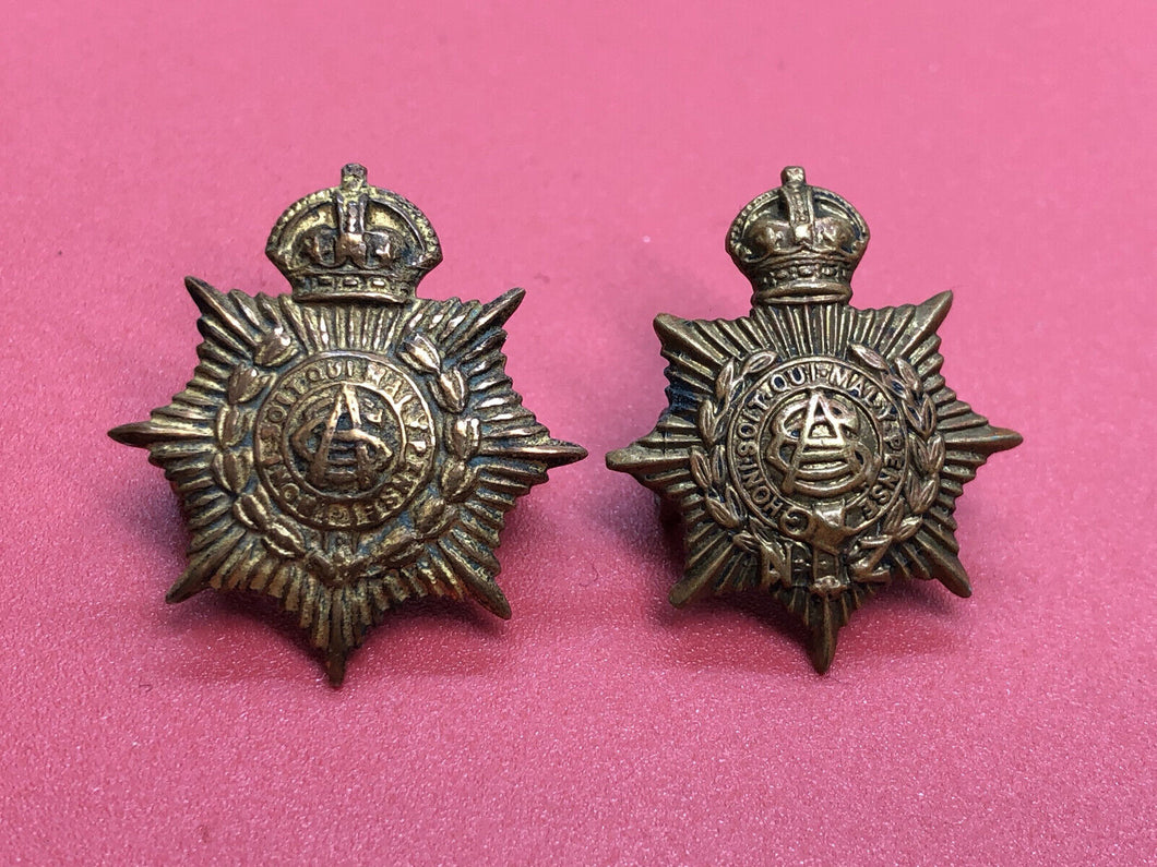 Original WW1 British Army RASC Royal Army Service Corps Collar Badges