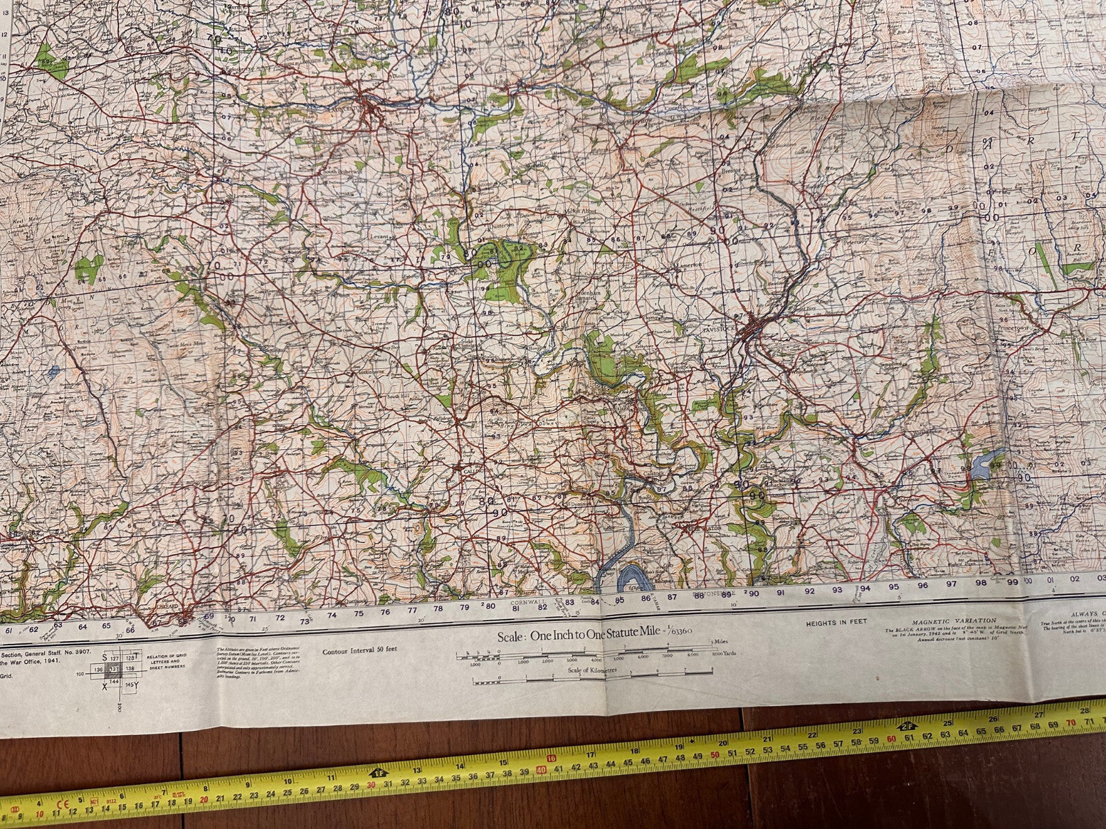 Original WW2 British Army GSGS OS Map of England - Tavistock & Okehampton - The Militaria Shop