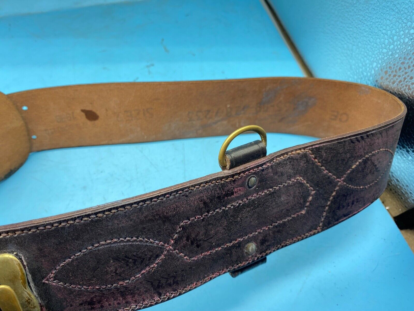 Original British Army Officer's Sam Browne Leather Belt - Approx 32" Waist - The Militaria Shop