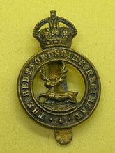 Load image into Gallery viewer, Original WW1 / WW2 British Army The Herefordshire Regiment Cap Badge
