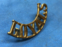 Load image into Gallery viewer, Original WW2 British Army Loyal North Lancashire Brass Shoulder Title
