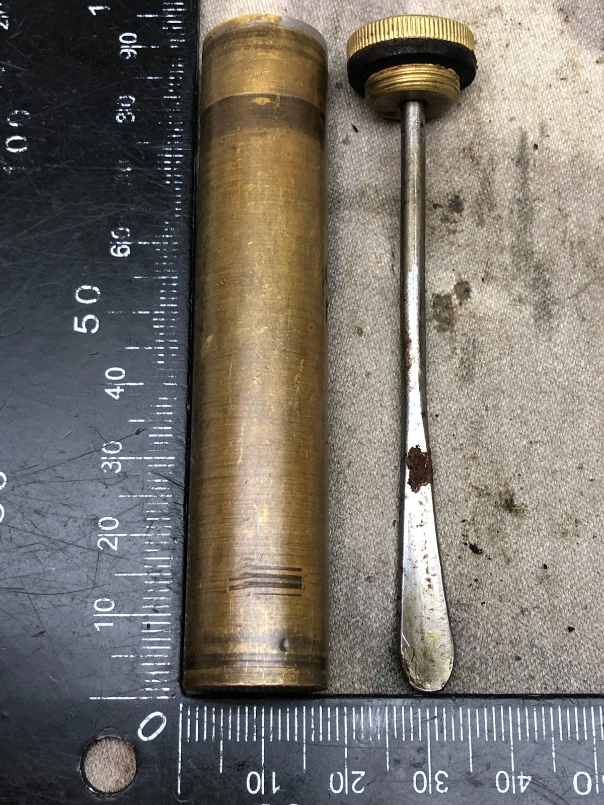 Original WW1 British Army SMLE Enfield Brass Oil Bottle - WD Marked - The Militaria Shop