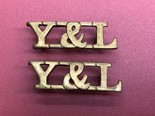 Load image into Gallery viewer, Original WW1 British Army York &amp; Lancaster Regiment Shoulder Titles
