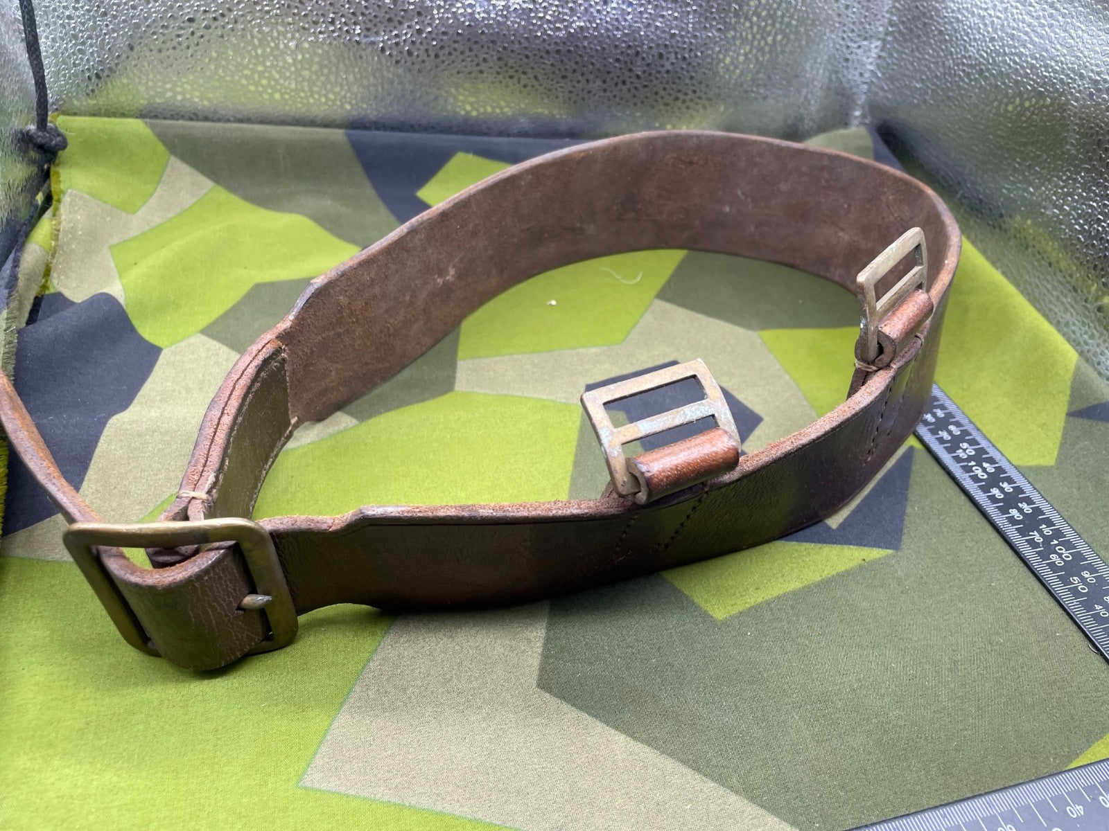 Interesting British Army Victorian Leather Belt with Brass Loops - The Militaria Shop