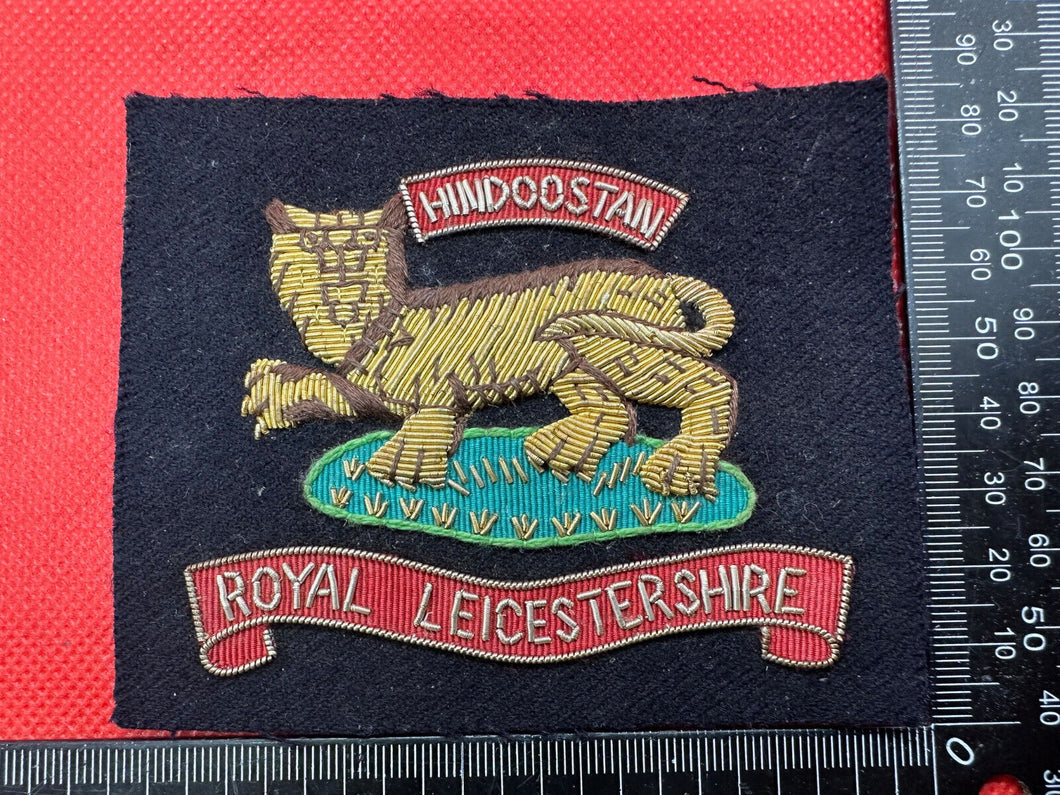 British Army Bullion Embroidered Blazer Badge - Royal Leicestershire -Hindoostan