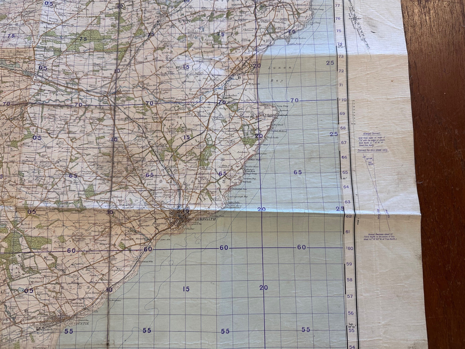 Original WW2 British Army GSGS Map of Scotland - Arbroath & Montrose - The Militaria Shop