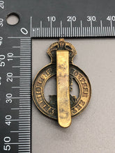 Load image into Gallery viewer, Original WW2 British Army The Hertfordshire Regiment Kings Crown Cap Badge
