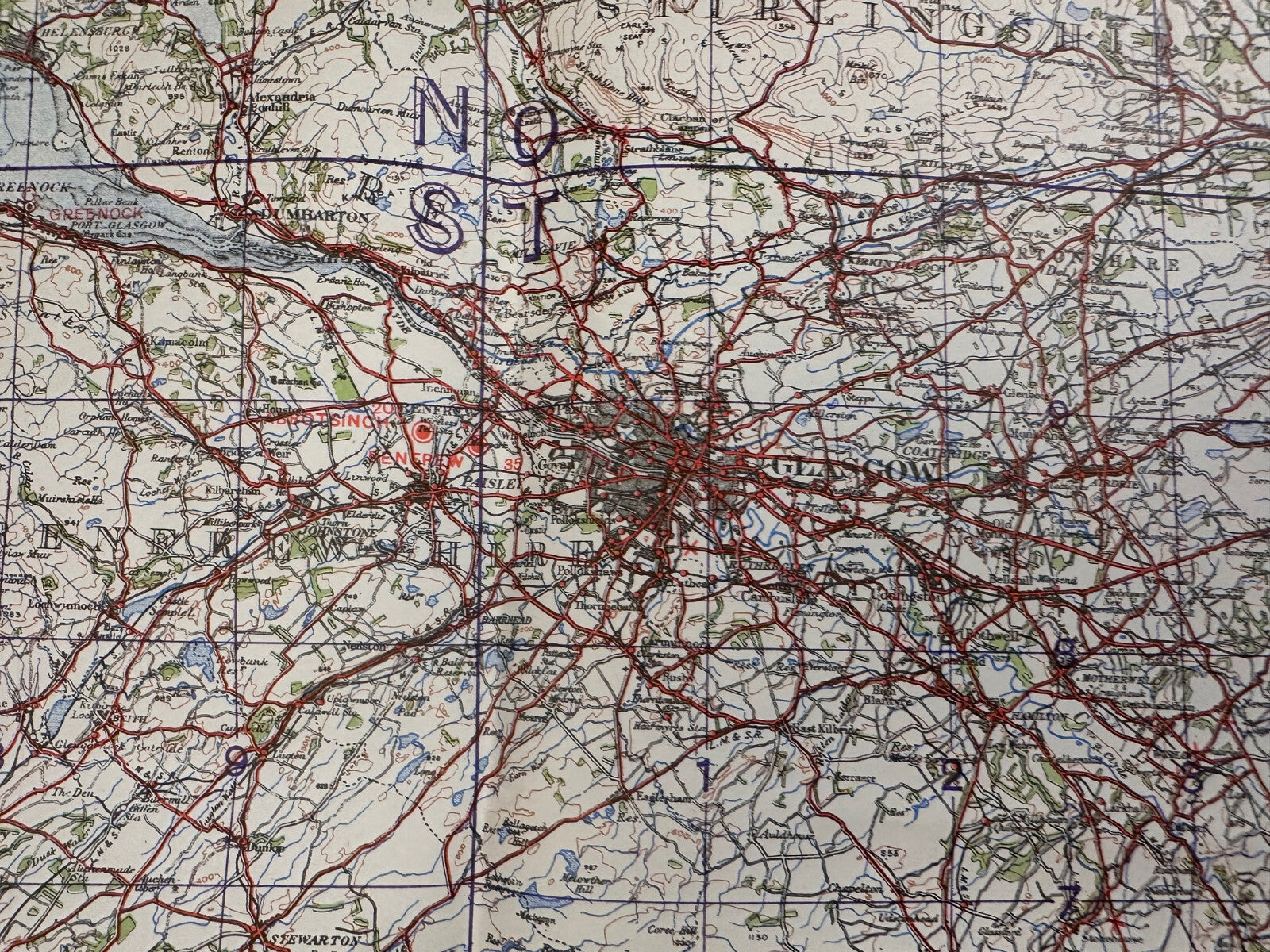 Original WW2 British Army RAF Navy Base Map of Scotland - The Forth, Clyde & Tay - The Militaria Shop