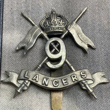 Load image into Gallery viewer, Original WW2 British Army 9th Queen&#39;s Royal Lancers Cap Badge
