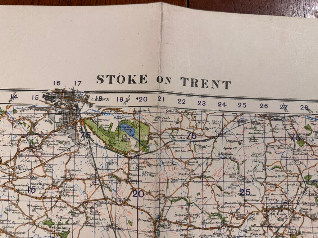 Original WW2 British Army GSGS OS Map of Great Britain - Stoke on Trent - The Militaria Shop