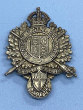 Load image into Gallery viewer, Original WW1 British Army London Rifle Brigade CADETS White Metal Cap Badge
