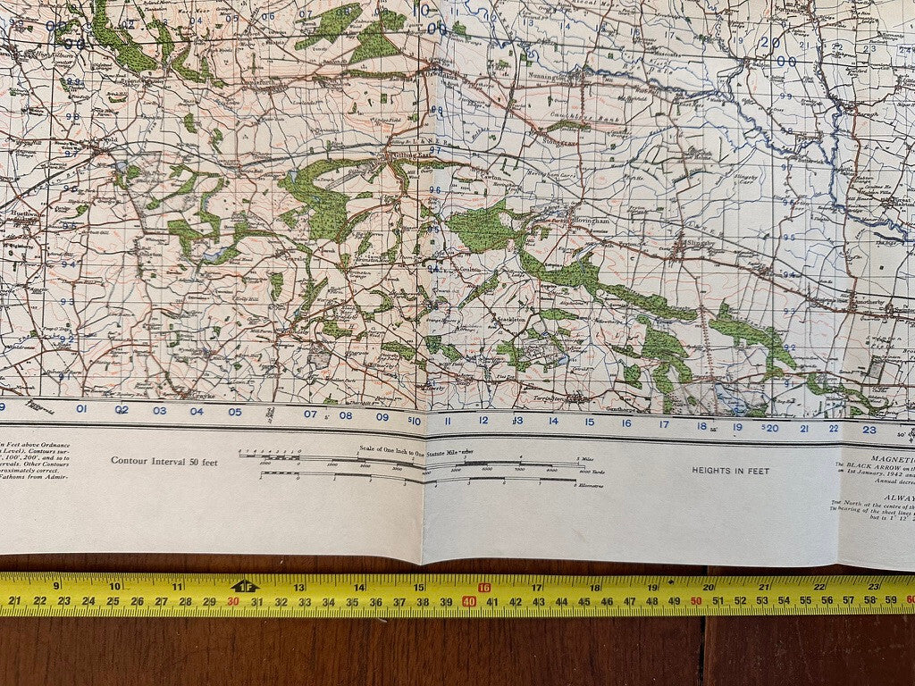 Original WW2 British Army GSGS Os Map of Great Britain - Pickering & Thirsk - The Militaria Shop