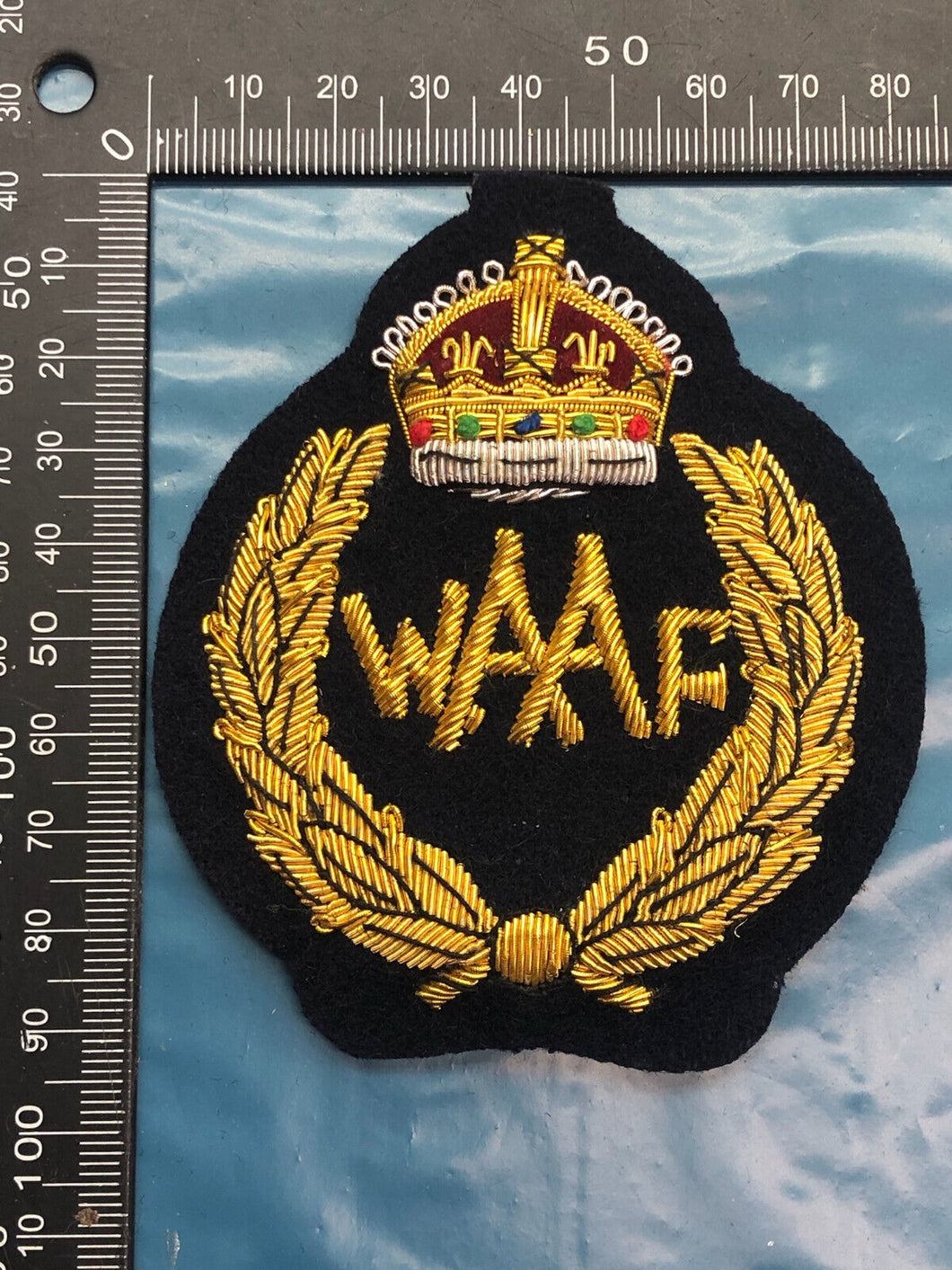British RAF Bullion Embroidered Blazer Badge - WAAF Women's Auxiliary Air Force