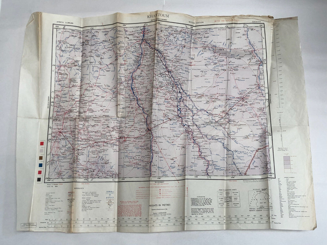 Original WW2 British Army / RAF Map Showing RAF Bases - Khartoum Africa