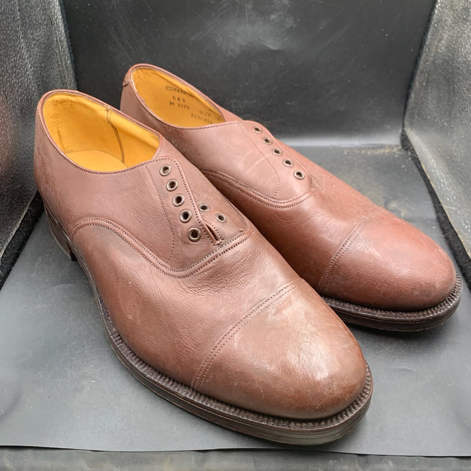Vintage British Army Brown Leather Dress Shoes - Size UK 13 M - The Militaria Shop