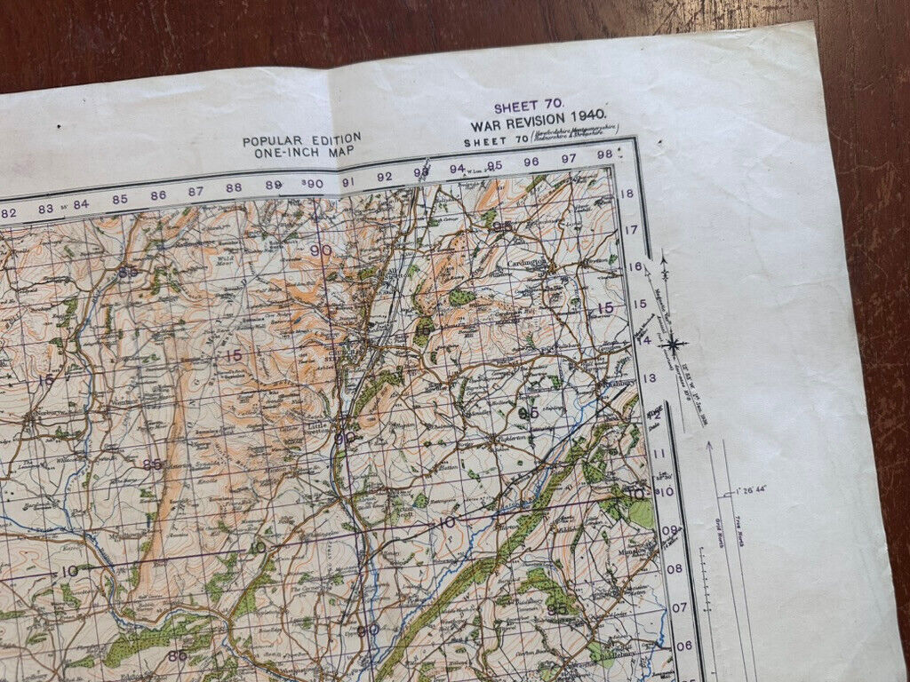 Original WW2 British Army GSGS OS Map of Great Britain - Bishop's Castle - The Militaria Shop