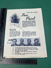 Charger l&#39;image dans la galerie, Original WW2 US Army Face Paint Instruction Sheet
