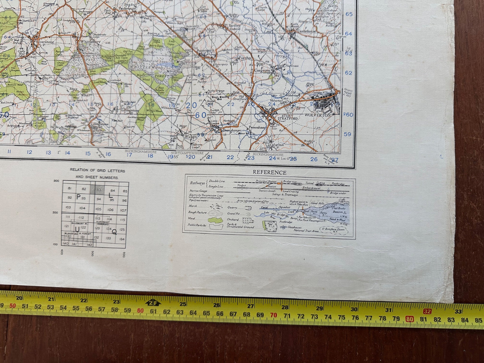 Original WW2 British Army OS Map of Great Britain - Northampton - The Militaria Shop