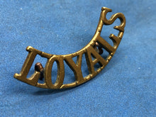 Load image into Gallery viewer, Original WW2 British Army Loyal North Lancashire Brass Shoulder Title
