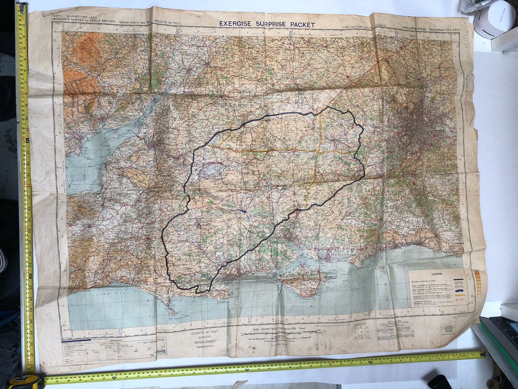 Original British Army GSGS Map - Exercise Surprise Packet - Hampshire / Dorset