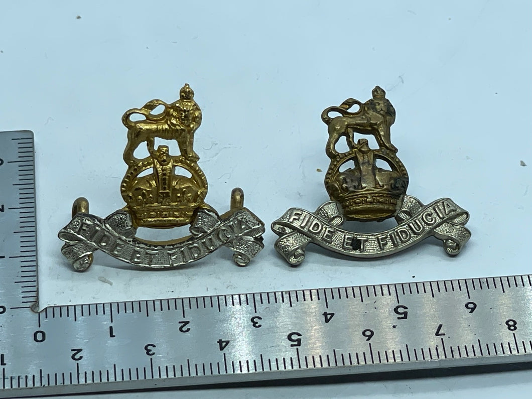Original British Army Kings Crown Pair of Royal Army Pay Corps Collar Badges - The Militaria Shop
