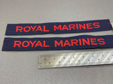 Load image into Gallery viewer, Original British Royal Naval Marines Cash&#39;s Tape Shoulder Badges, Matching Pair
