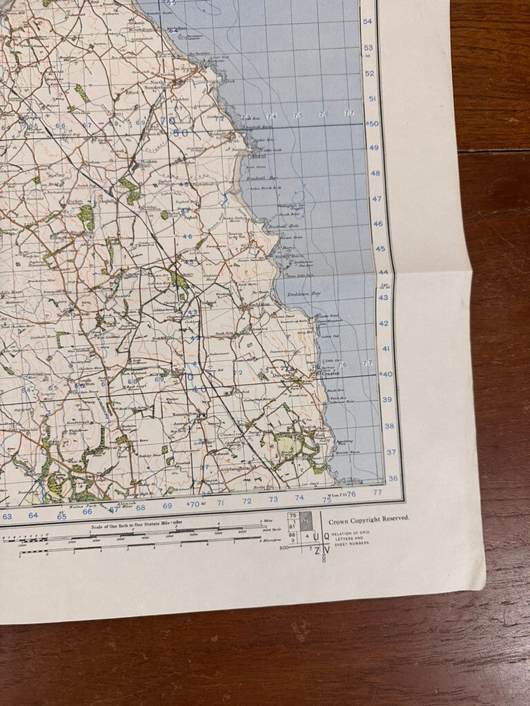 Original WW2 British Army GSGS OS Map of England - Holy Island - The Militaria Shop