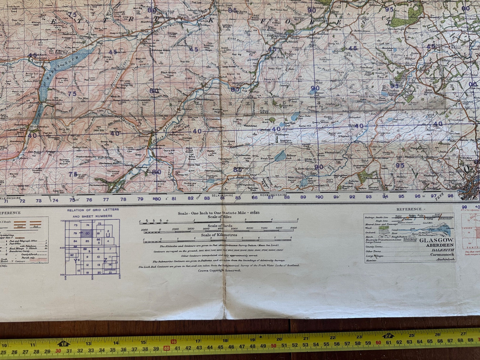 Original WW2 British Army GSGS Map of Scotland - Peebles & Galashiels - The Militaria Shop