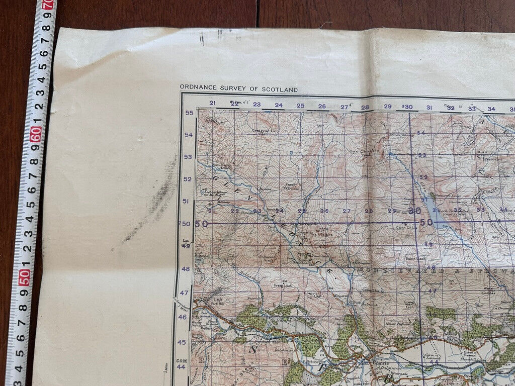 Original WW2 British Army OS Map of Scotland - Perth & Strath Earn - The Militaria Shop