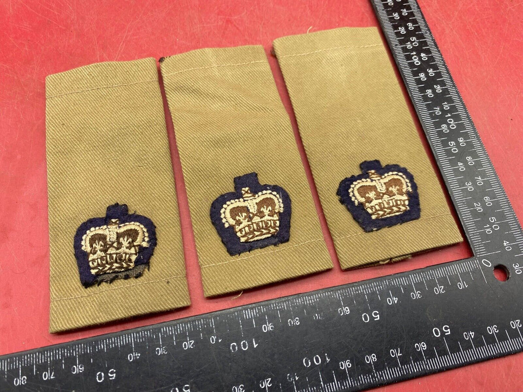 Three Original British Army Officer's Majors Tropical Slip-on Epaulettes