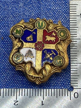 Charger l&#39;image dans la galerie, Interesting Heraldic / Masonic Gilt Lapel Badge with Intricate Enamelling
