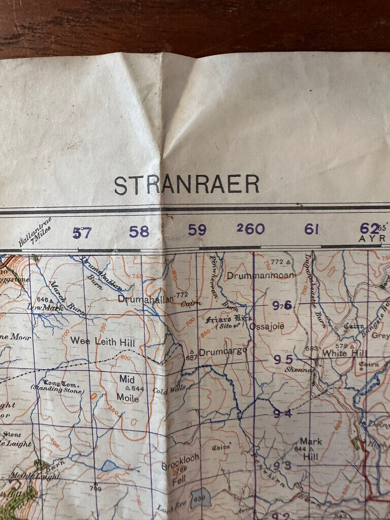Original WW2 British Army GSGS Map of Scotland - Stranraer - The Militaria Shop