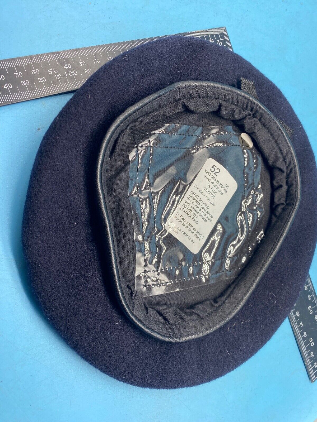 Original British Army Blue Beret - Wool Knitted Dark Blue - Size 52 - The Militaria Shop