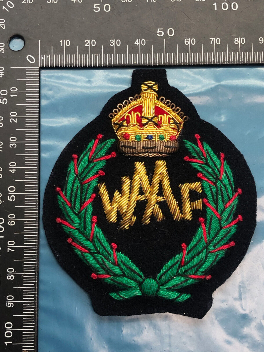 British RAF Bullion Embroidered Blazer Badge - WAAF Women's Auxiliary Air Force