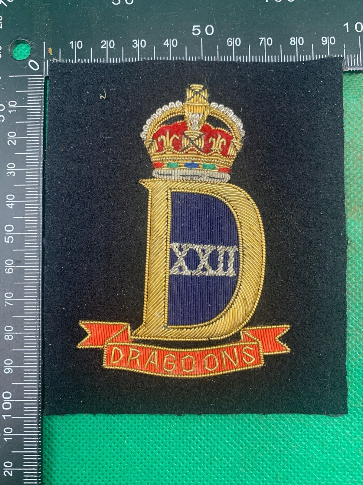 British Army Bullion Embroidered Blazer Badge - 22nd Dragoons - The Militaria Shop