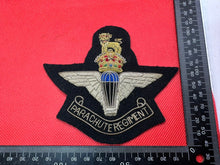 Load image into Gallery viewer, British Army Bullion Embroidered Blazer Badge - Parachute Regiment - Kings Crown
