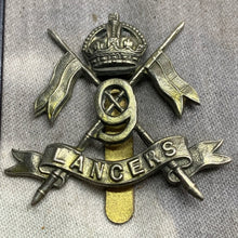 Load image into Gallery viewer, Original WW2 British Army 9th Queen&#39;s Royal Lancers Cap Badge
